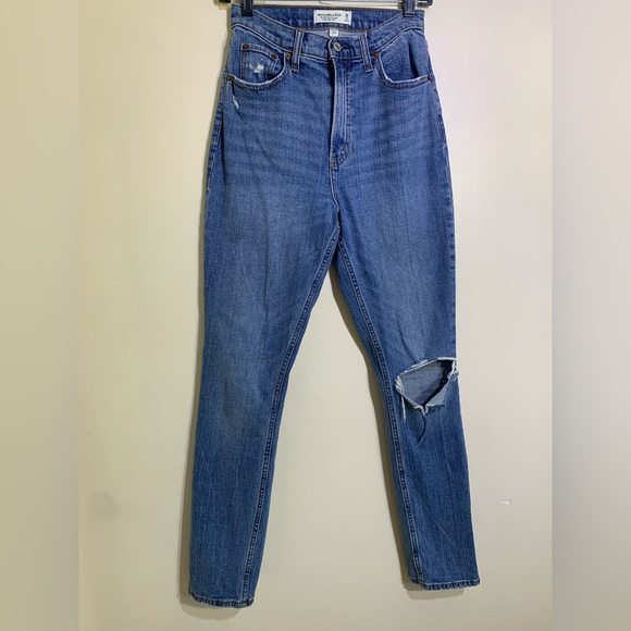 Abercrombie & Fitch The 90”s Slim Straight Ultra High Rise curve love Sz 28/6R - Picture 12 of 12